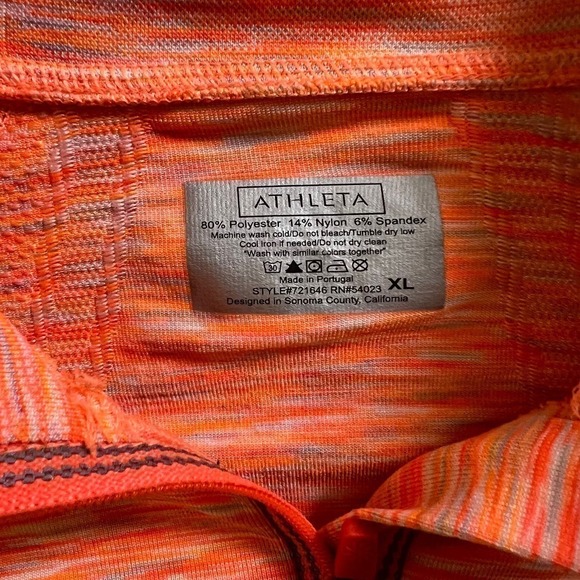 Athleta Fast Track 1/4 Zip Spacedye Orange Pullover Long Slv Top XL - Picture 3 of 3
